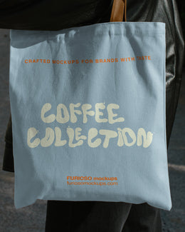 Canvas tote bag PSD mockup photographed outdoors in natural light – FURIOSO
