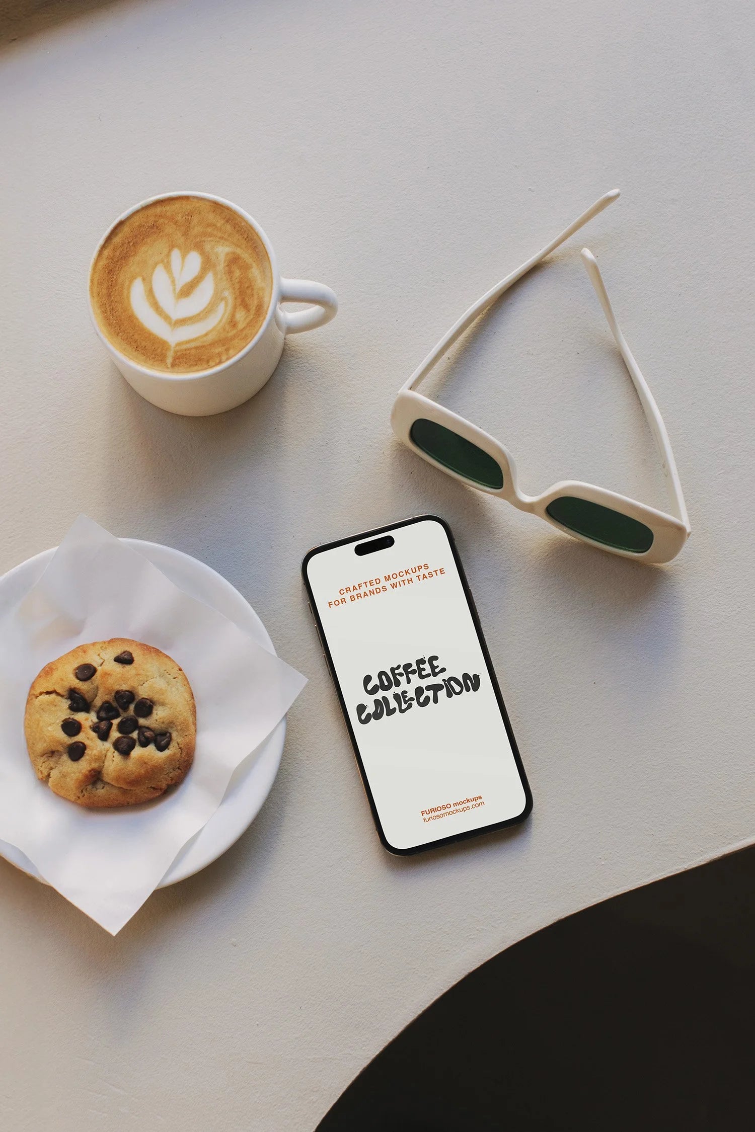 iPhone PSD mockup photographed in a coffee shop with natural light – FURIOSO