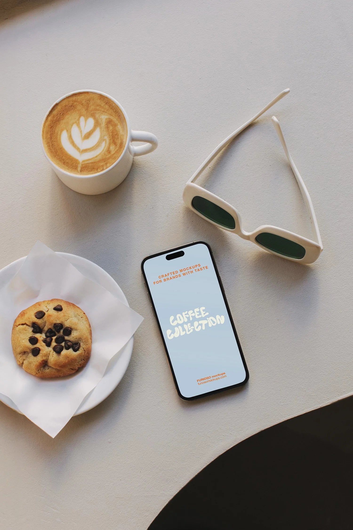 iPhone PSD mockup photographed in a coffee shop with natural light – FURIOSO