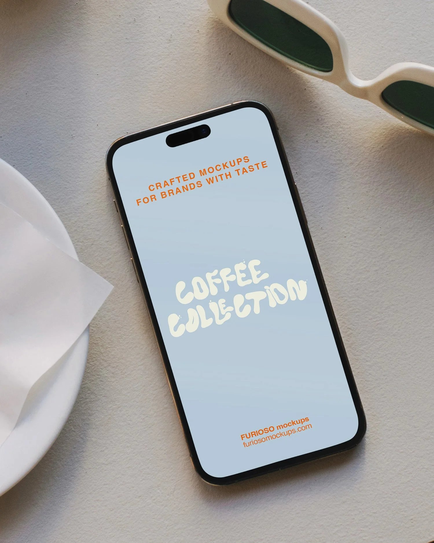 iPhone PSD mockup photographed in a coffee shop with natural light – FURIOSO